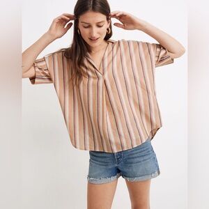 Madewell Courier Button-Back Shirt in Rainbow Stripe Women’s Large